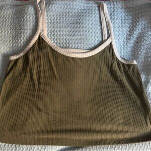 Arizona Jean Co Ribbed Crop Tank Top – Olive Green – XXL
